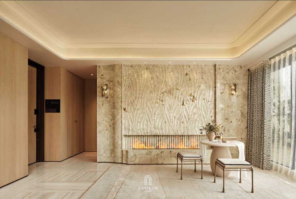 Phòng khách tại thiết kế penthouse phong cách Contemporary
